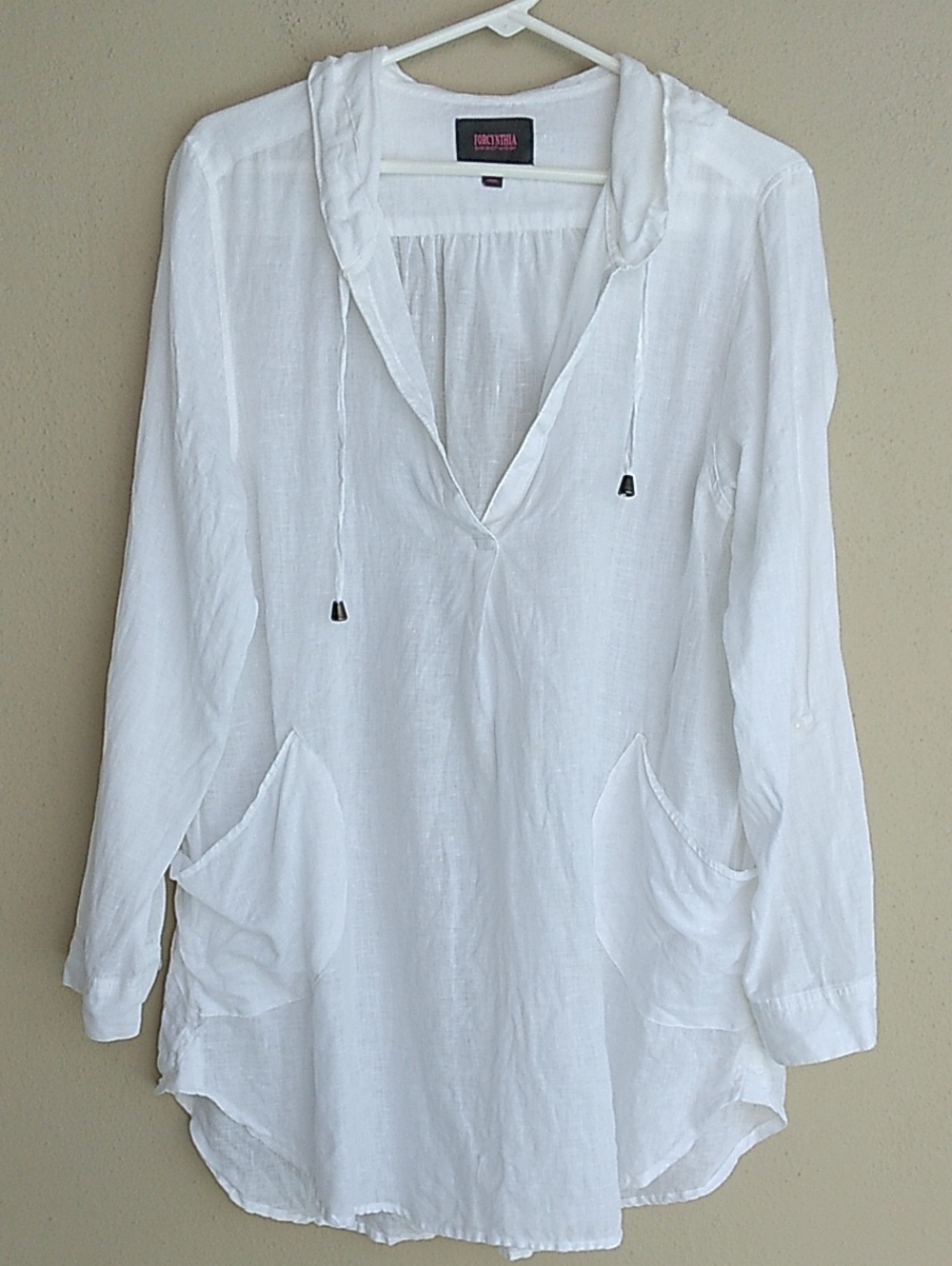 White Linen Hooded Beach Shirt